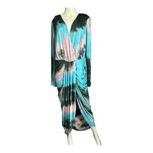 NWT Miss Avenue Multicolor Tie-Dye Long Sleeve Dress, Size 1X